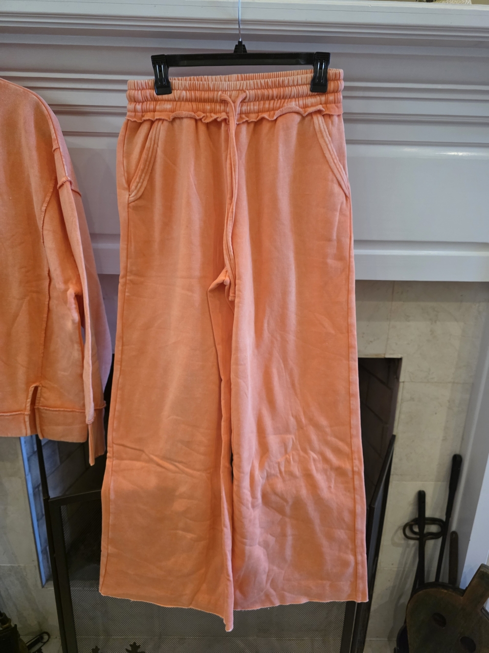 Zenana Outfitters Washed Coral Wide-Leg Lounge Set - Picture 3 of 5